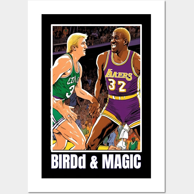 Larry Bird and Magic Johnson victor illustration design Wall Art by Nasromaystro